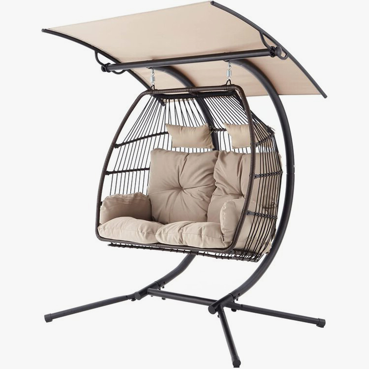 2 Person Hanging Swing Wicker Egg Chair